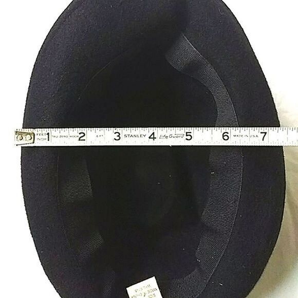 Vintage 100% Black Wool Fedora Hat main image 4